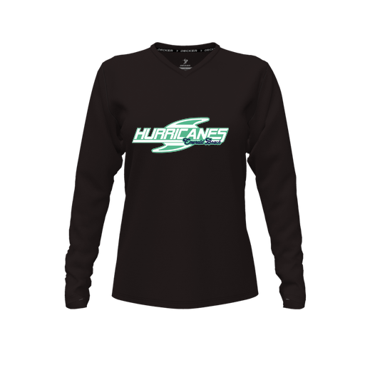 [CUS-DFW-TEES-PER-VNK-LSL-BLK-FYXS-LOGO1] Performance T-Shirt (Female Youth XS, Black, V Neck, Logo 1, Long Sleeve)